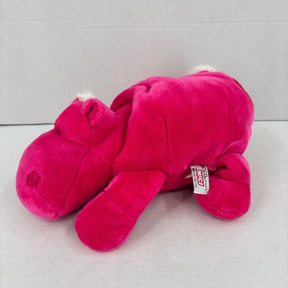 Enesco Nici Hippo Plush Hot Pink Red Heart Bottom Hippopotamus 12 Inch Laying - Picture 2 of 10